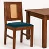 Globally Indian Fleur Solid Sheesham Wood 6 Seater Dining Table Set 6 Chairs Teal Blue