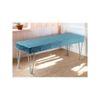 Belmont Sheesham Wood Accent 3 Seater Bench With Metal Legs In Turquoise Sea Velvet