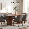 Anish Solid Wood Dining Table with Six Wayane Arm Chairs in Grey Colour