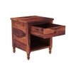 TurningSolid Wood  Bedside Table in Teak Finish