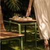 Chalet Teak Wood Side Table in Olive Green Colour