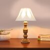 Devansh Off-White Cotton Vintage Curtain Pleated   Lamp With Wood Base (12X19)