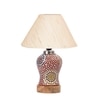 Devansh Conical Off White Cotton Shade Lamp With Wood & Mosaic Glass Base For Decoration/Office/Home/Gifting/Study For Decoration/Office/Home/Gifting/Study -(10X10X14.5) Inches -A