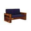 Maruti 2+1+1 Seater Wooden Sofa (BLUE Colour, Honey Finish)