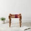 Riaza Sheesham Wood Maachi Stool in Assorted Multi-Colour Chindi Rope Canning