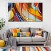 The Castle Decor Abstract Art Wall Painting Wooden Framed 27x48 Inch (Style 3)