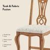 Taahira Set Of 2 Dining Chair In Natural Teak Finish With Monochrome Paisley Colour