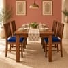 Globally Indian Vikirana Solid Sheesham Wood 4 Seater Dining Table Set 4 Chairs Navy Blue
