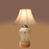 Devansh Off White Cotton  Shade  Lamp With  Wood & Mosaic Glass Base For Decoration /Office/Home/Gifting/Study For Office/Home/Gifting -(12X12X16) Inches -