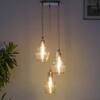 Alita 3 Light Amber Luster Glass Brass Edge Pendant Cluster