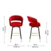 Doe Buck Mixoy Velvet Bar Stool in Emerald Red Colour with Gold Accents