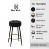 Doe Buck Tufted Counter Height Bar Stool in Black Colour with Gold Footrest