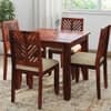 Elle Solid Shesham Wood 4 Seater Dining Set In Honey Oak Finish