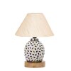 Devansh Conical Off White Cotton Shade Lamp With Wood & Mosaic Glass Base For Decoration/Office/Home/Gifting/Study For Decoration/Office/Home/Gifting/Study -(10X10X14.5) Inches -A