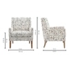 Leston Printed Human Canvas Fabric Lounge Chair in White Colour