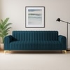 Josbert Velvet 3 Seater Sofa In  T Blue Colour