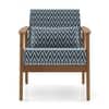 Brooks Armchair Teak Wood In Natural Finish with Crystal Blue Chevron Colour