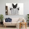 Truss Pcs Grey Black Funny Bathroom French Bulldog Canvas Wall Prints Set of 3 Multicolor Matte