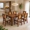 Globally Indian Bastien Solid Sheesham Wood 6 Seater Dining Table Set 6 Chairs Grey