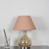 INGRAM Smoke Glass and Metal Table Lamp With Beige Cotton Shade