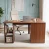 Brightmind Engineered Wood L Shape Study Table in Walnut Finish