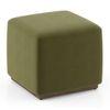 Tetra Square Solid Wood Coffee Table With Seats In Danish Walnut Finish In Olive Colour Fabric