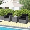 Carry Bird Wicker Patio Furniture Outdoor Balcony Chairs In Grey And Black Colour