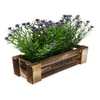 Artificial Purple Flowers In A Wooden Box