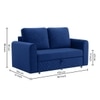 Baruna 2 Seater Velvet Pull Out Sofa Cum Bed with Storage In Blue Color