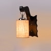Devansh Solid Wood Electric Wall Light in Brown Colour with Beige Shade Count of 1 Light
