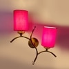 Devansh Metal Electric Wall Light in Gold Colour with Red Shade Count of 2 Lights