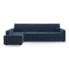 Apollo Fabric Sectional Sofa (Colour : Lapis Blue, Cushion : Hard, Back Type : Regular, Seating Capacity : Left Aligned 3 Seater + Left Aligned Chaise + Ottoman)