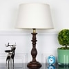 Lorette hand crafted Solid wood walnut finish table lamp With White Cotton Shade
