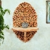 Natural Color Hand Carved Wooden Wall Shelf Wall Décor With Light Brown Shade