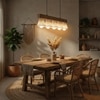 Hexa Brown Solid Wood Cluster Hanging Light