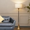 Colorado Single Light Floor Lamp In Black & Brass Finish With Cotton Fabric Shade