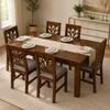 Globally Indian Vedansh Solid Sheesham Wood 6 Seater Dining Table Set 6 Chairs Grey