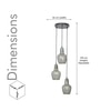 Alita 3-Light Smoke Lustere Glass And Black Metal Cluster Pendant