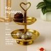 Metalsmith Two Tier Serveware Stand with Heart Handle Gold Finish