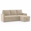 Kylo 3 Seater Velvet LHS Pull Out Sofa Cum Bed in Cream Color With Storage