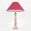 Hatton hand crafted Solid wood distress white finish table lamp With Maroon Cotton Shade