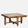 Sheesham Wood Coffee Table Set in Scratch Resistant Rustic Teak Finish With Cushioned Stools
