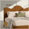 Solara Wave Luxe King Size Bed in velvet With Oak wood Frame & Hydraulic Storage