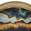 Round Metal Meeena Tray Set Of 2 In Blue And Black Colour