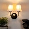 Devansh Dual Steel Metal  Wallmounted Lamp With Cotton Off-White Shade