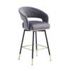 Doe Buck Mixoy Velvet Bar Stool in Emerald Grey Colour with Gold Accents