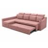 Luna 5 Seater Velvet RHS Pull Out Sofa Cum Bed in Peach Color With Storage