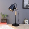 Modern Nordic Wood and Metal Study Lamp With Black Base
