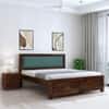 Dhunja Solid Sheesham Wood  King Size  Upholstered  Bed In Provincial Teak Finish