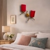 Devansh Metal Electric Wall Light in Gold Colour with Red Shade Count of 2 Lights